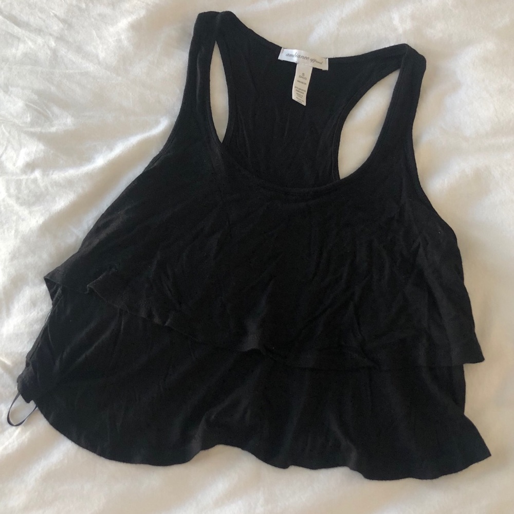black ruffle tank